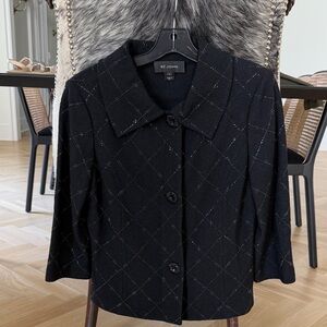 St. John Black Quilted Diamond Sparkle Jacket size 6